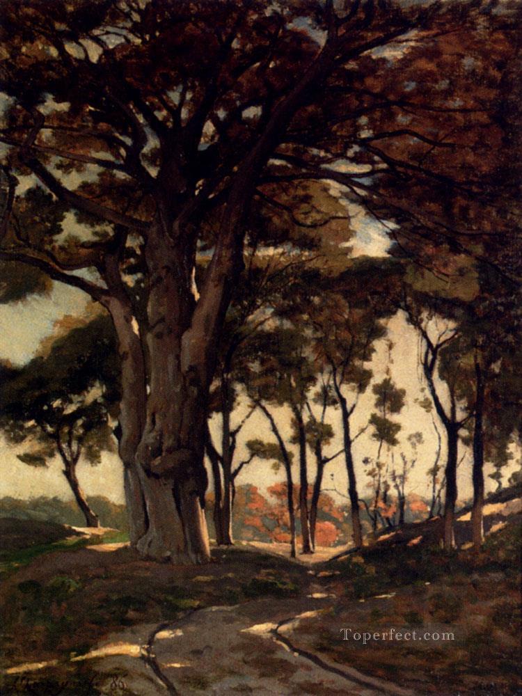 Woo Barbizon landscape Henri Joseph Harpignies woods forest Oil Paintings